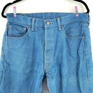 Levi's 501 Jeans Mens W34 L34‎ Blue Denim Button Fly Straight Leg Casual